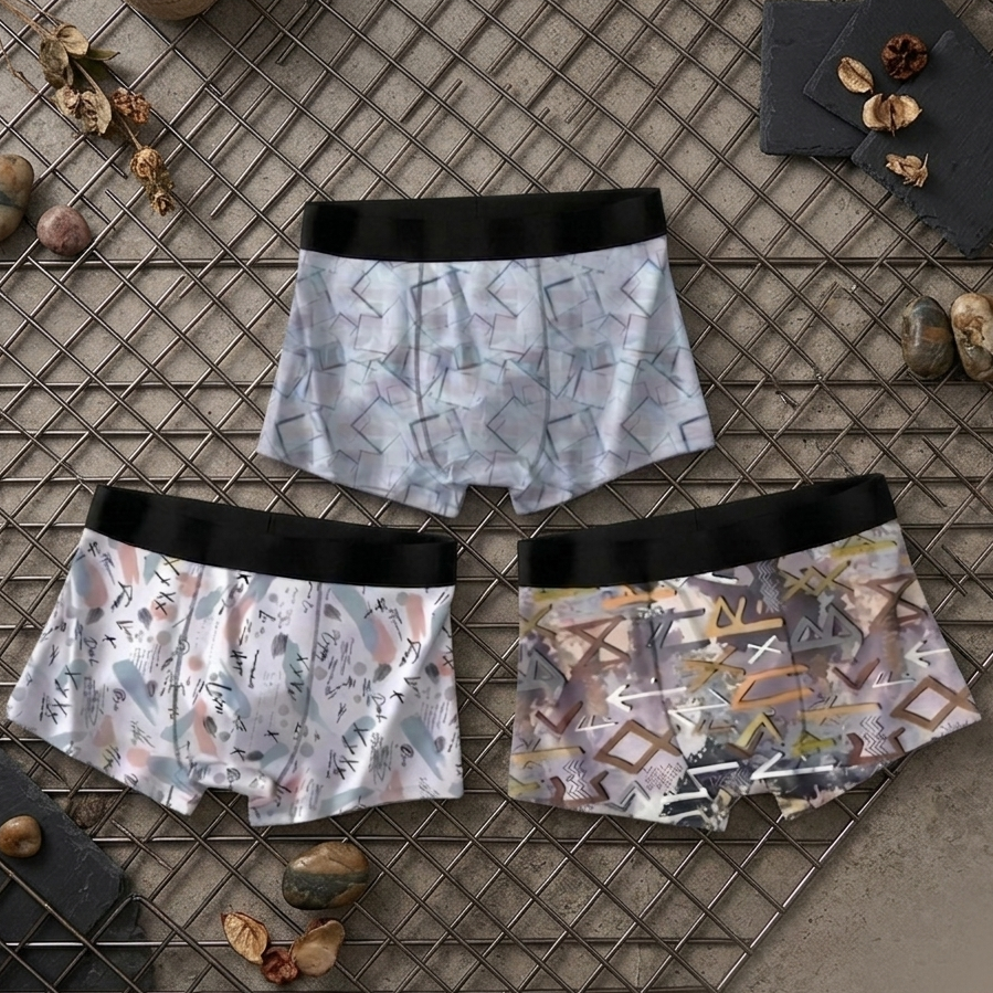 NUDEON Premium Printed Trunks Combo (Pack of 3) – Ultra Soft Stretch Innerwear for Men